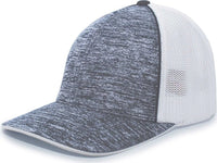 Pacific Headwear 406F Aggressive Heather Trucker Flexfit Cap - Graphite Heather White - Dark Gray White / 6 3/8’’ - 6