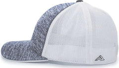 Pacific Headwear 406F Aggressive Heather Trucker Flexfit Cap - Graphite Heather White