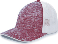 Pacific Headwear 406F Aggressive Heather Trucker Flexfit Cap - Maroon Heather White - Maroon White / 6 3/8’’ - 6 7/8’’