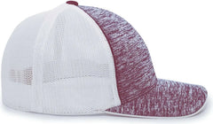 Pacific Headwear 406F Aggressive Heather Trucker Flexfit Cap - Maroon Heather White