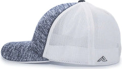 Pacific Headwear 406F Aggressive Heather Trucker Flexfit Cap - Navy Heather White