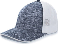 Pacific Headwear 406F Aggressive Heather Trucker Flexfit Cap - Navy Heather White - Navy White / 6 3/8’’ - 6 7/8’’