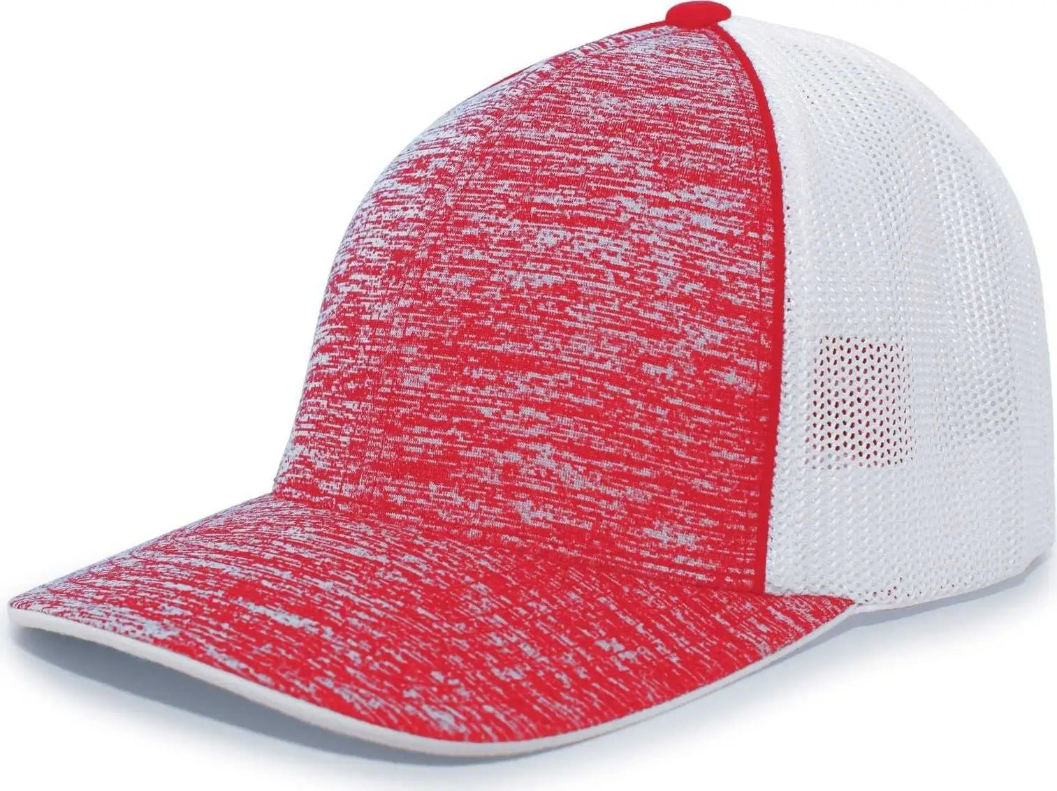 Pacific Headwear 406F Aggressive Heather Trucker Flexfit Cap - Red Heather White - Red White / 6 3/8’’ - 6 7/8’’