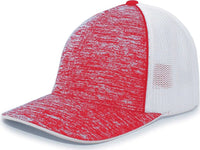 Pacific Headwear 406F Aggressive Heather Trucker Flexfit Cap - Red Heather White - Red White / 6 3/8’’ - 6 7/8’’