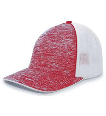 Pacific Headwear 406F Aggressive Heather Trucker Flexfit Cap - Red Heather White