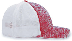 Pacific Headwear 406F Aggressive Heather Trucker Flexfit Cap - Red Heather White