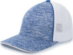 Pacific Headwear 406F Aggressive Heather Trucker Flexfit Cap - Royal Heather White - Royal White / 6 3/8’’ - 6 7/8’’
