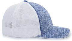 Pacific Headwear 406F Aggressive Heather Trucker Flexfit Cap - Royal Heather White