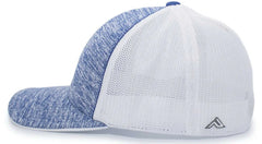 Pacific Headwear 406F Aggressive Heather Trucker Flexfit Cap - Royal Heather White