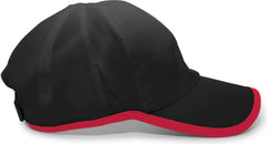 Pacific Headwear 410L Active Cap Hook-and-Loop Cap - Black Red - Black Red / 7’’ - 7 7/8’’