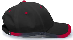 Pacific Headwear 416L Running Cap Hook-and-Loop Cap - Black Red - Black Red / 7’’ - 7 7/8’’