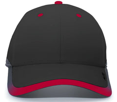 Pacific Headwear 416L Running Cap Hook-and-Loop Cap - Black Red - Black Red / 7’’ - 7 7/8’’