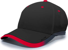 Pacific Headwear 416L Running Cap Hook-and-Loop Cap - Black Red - Black Red / 7’’ - 7 7/8’’