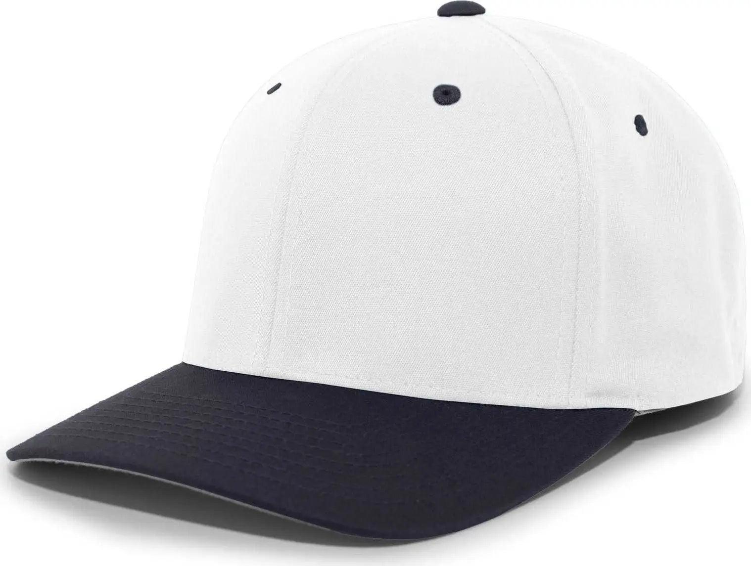 Pacific Headwear 430C Cotton-Poly Flexfit Cap - White Navy - White Navy / 6 1/2’’ - 7’’