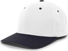 Pacific Headwear 430C Cotton-Poly Flexfit Cap - White Navy - White Navy / 6 1/2’’ - 7’’
