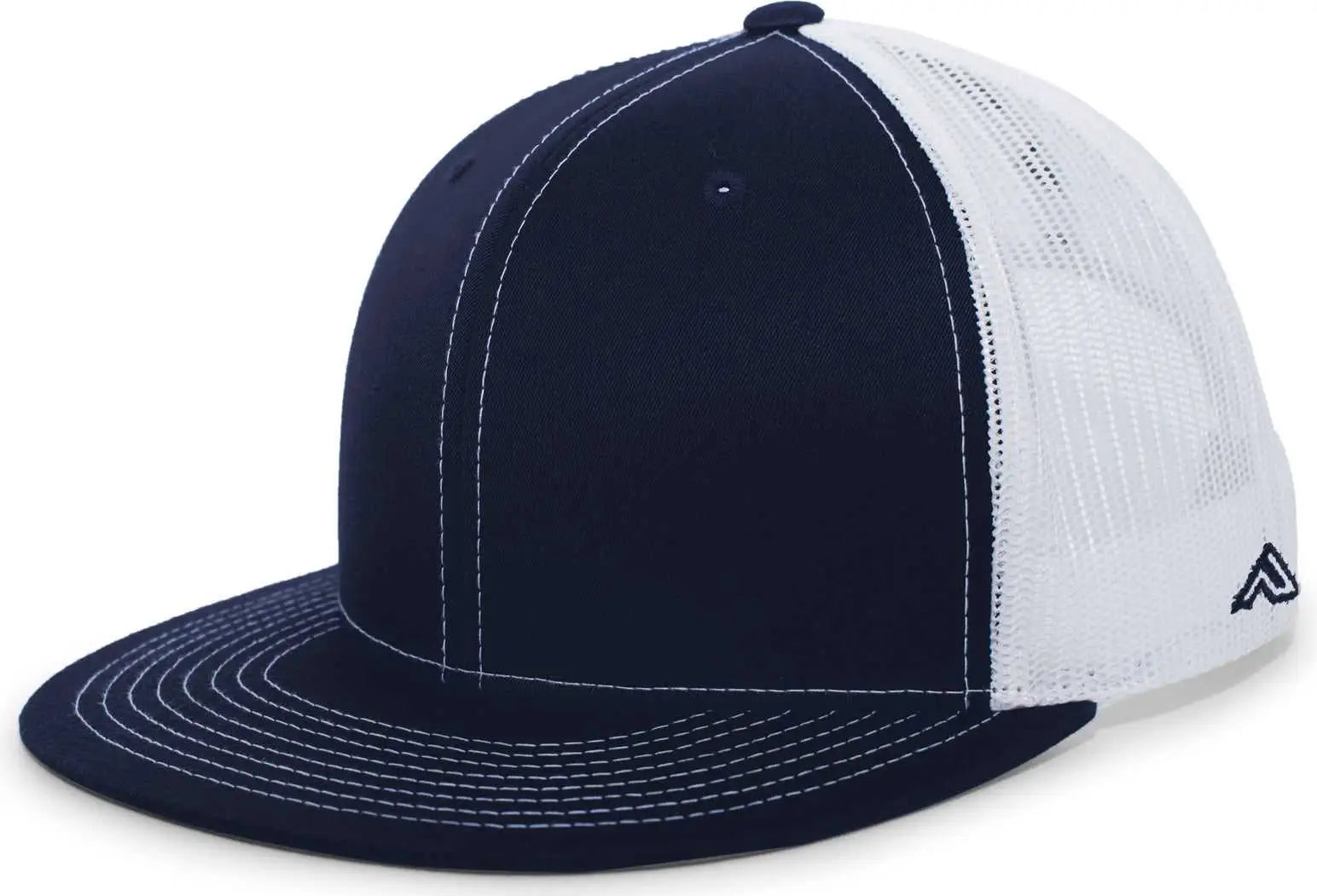 Pacific Headwear 4D3 D-Series Trucker Snapback Cap - Navy White Navy - Navy White Navy / 7’’ - 7 7/8’’