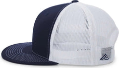 Pacific Headwear 4D3 D-Series Trucker Snapback Cap - Navy White Navy - Navy White Navy / 7’’ - 7 7/8’’