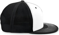 Pacific Headwear 4D3 D-Series Trucker Snapback Cap - White Black Black - White Black Black / 7’’ - 7 7/8’’