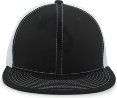 Pacific Headwear 4D3 Trucker D-Series Snapback Cap - Black White - Black White / 7’’ - 7 7/8’’