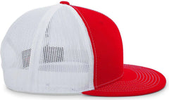 Pacific Headwear 4D3 Trucker D-Series Snapback Cap - Red White - Red White / 7’’ - 7 7/8’’