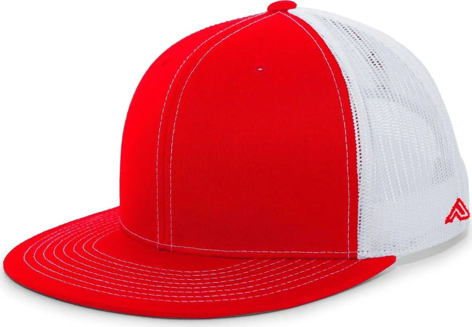Pacific Headwear 4D3 Trucker D-Series Snapback Cap - Red White - Red White / 7’’ - 7 7/8’’