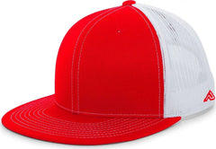 Pacific Headwear 4D3 Trucker D-Series Snapback Cap - Red White - Red White / 7’’ - 7 7/8’’