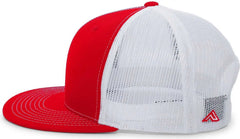 Pacific Headwear 4D3 Trucker D-Series Snapback Cap - Red White - Red White / 7’’ - 7 7/8’’