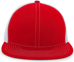 Pacific Headwear 4D3 Trucker D-Series Snapback Cap - Red White - Red White / 7’’ - 7 7/8’’