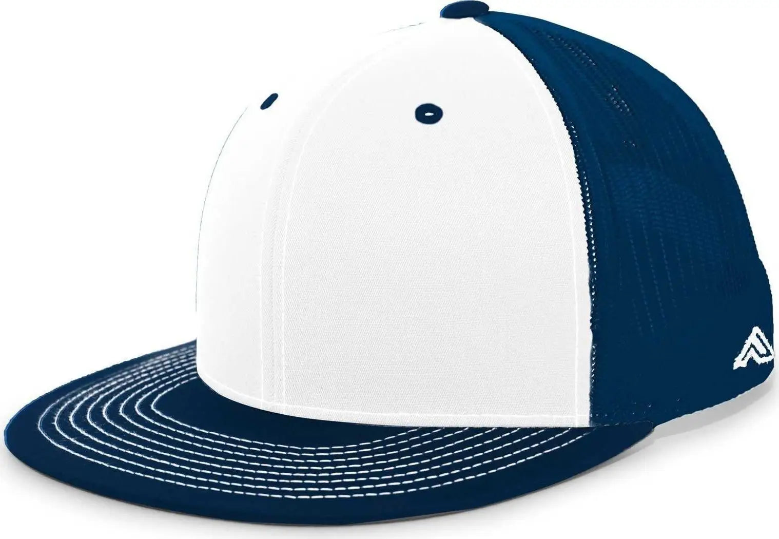 Pacific Headwear 4D3 Trucker D-Series Snapback Cap - White Navy - White Navy / 7’’ - 7 7/8’’