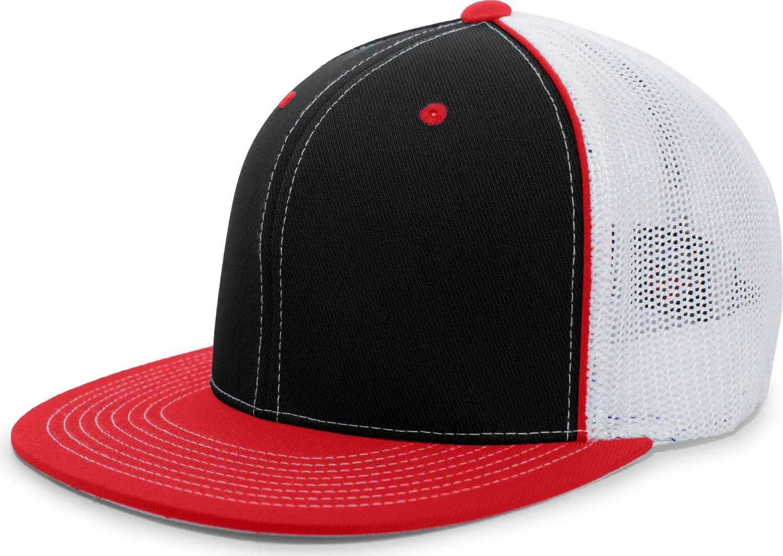 Pacific Headwear 4D5 D-Series Trucker Flexfit Cap - Black Red - Black Red / 6 3/8’’ - 6 7/8’’