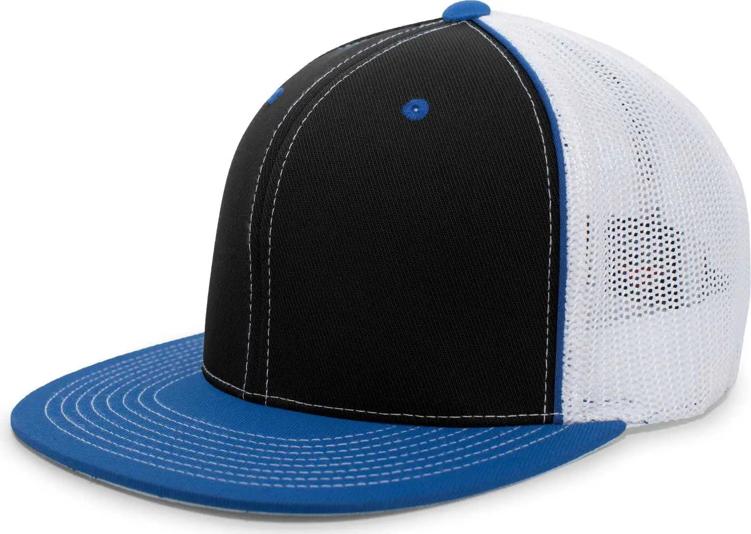 Pacific Headwear 4D5 D-Series Trucker Flexfit Cap - Black Royal - Black Royal / 6 3/8’’ - 6 7/8’’