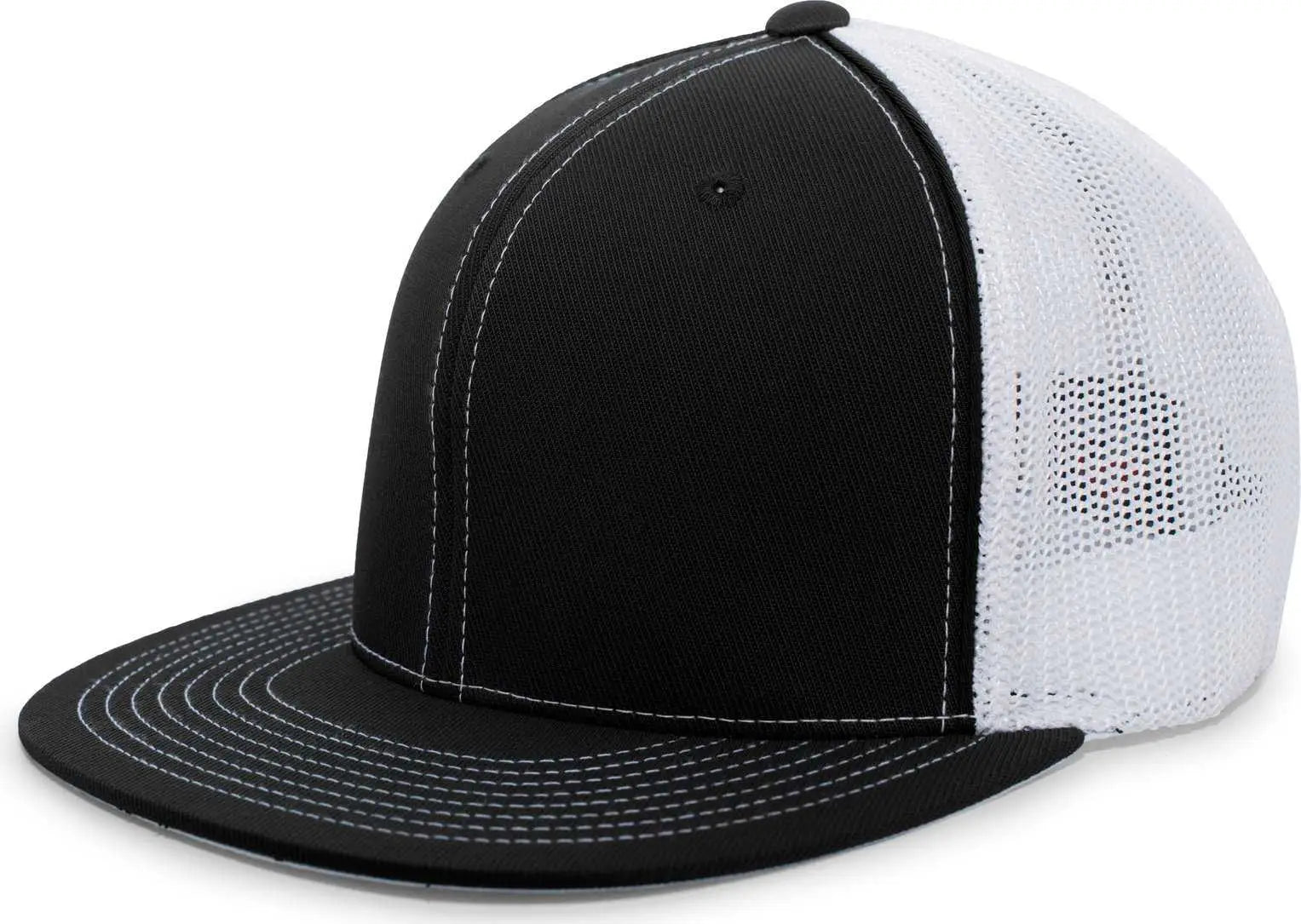 Pacific Headwear 4D5 D-Series Trucker Flexfit Cap - Black White - Black White / 6 3/8’’ - 6 7/8’’