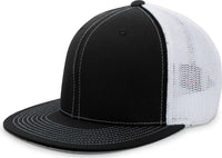 Pacific Headwear 4D5 D-Series Trucker Flexfit Cap - Black White - Black White / 6 3/8’’ - 6 7/8’’