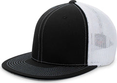 Pacific Headwear 4D5 D-Series Trucker Flexfit Cap - Black White - Black White / 6 3/8’’ - 6 7/8’’