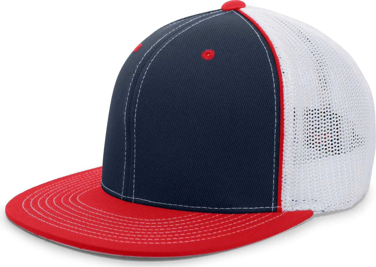 Pacific Headwear 4D5 D-Series Trucker Flexfit Cap - Navy Red - Navy Red / 6 3/8’’ - 6 7/8’’