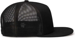 Pacific Headwear 4D7 D-Series 5-Panel Trucker Snapback Cap - Black - Black / 7’’ - 7 7/8’’