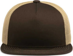 Pacific Headwear 4D7 D-Series 5-Panel Trucker Snapback Cap - Brown Khaki Brown - Brown Khaki Brown / 7’’ - 7 7/8’’