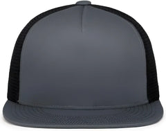 Pacific Headwear 4D7 D-Series 5-Panel Trucker Snapback Cap - Graphite Black Graphite - Graphite Black Graphite / 7’’