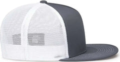 Pacific Headwear 4D7 D-Series 5-Panel Trucker Snapback Cap - Graphite White Graphite - Graphite White Graphite / 7’’