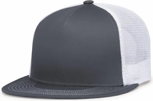 Pacific Headwear 4D7 D-Series 5-Panel Trucker Snapback Cap - Graphite White Graphite - Graphite White Graphite / 7’’