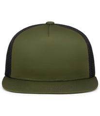 Pacific Headwear 4D7 D-Series 5-Panel Trucker Snapback Cap - Moss Lt Charcoal Moss - Moss Lt Charcoal Moss / 7’’ - 7