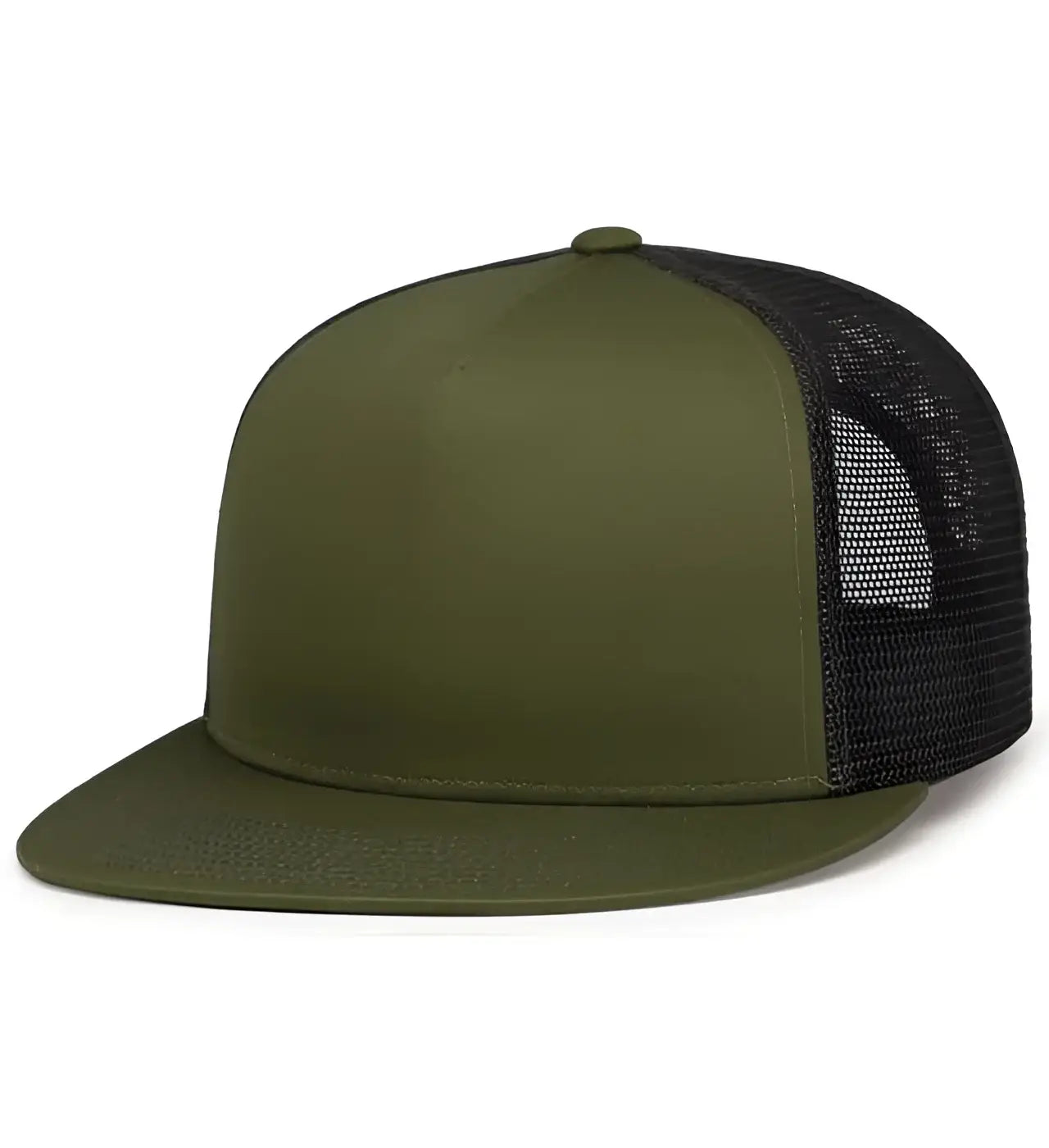 Pacific Headwear 4D7 D-Series 5-Panel Trucker Snapback Cap - Moss Lt Charcoal Moss - Moss Lt Charcoal Moss / 7’’ - 7
