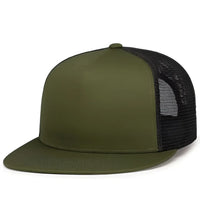 Pacific Headwear 4D7 D-Series 5-Panel Trucker Snapback Cap - Moss Lt Charcoal Moss - Moss Lt Charcoal Moss / 7’’ - 7