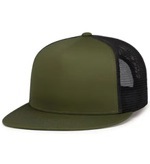 Pacific Headwear 4D7 D-Series 5-Panel Trucker Snapback Cap - Moss Lt Charcoal Moss - Moss Lt Charcoal Moss / 7’’ - 7