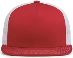 Pacific Headwear 4D7 D-Series 5-Panel Trucker Snapback Cap - Red White Red - Red White Red / 7’’ - 7 7/8’’