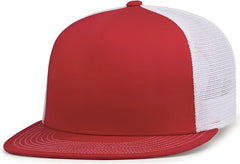 Pacific Headwear 4D7 D-Series 5-Panel Trucker Snapback Cap - Red White Red - Red White Red / 7’’ - 7 7/8’’