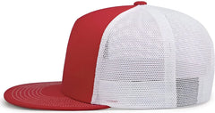 Pacific Headwear 4D7 D-Series 5-Panel Trucker Snapback Cap - Red White Red - Red White Red / 7’’ - 7 7/8’’