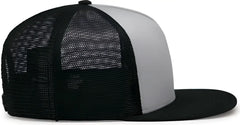 Pacific Headwear 4D7 D-Series 5-Panel Trucker Snapback Cap - Silver Black Black - Silver Black Black / 7’’ - 7 7/8’’