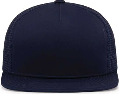 Pacific Headwear 4D7 D-Series 5-Panel Trucker Snapback Cap - True Navy - True Navy / 7’’ - 7 7/8’’