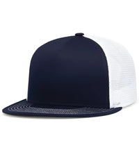 Pacific Headwear 4D7 D-Series 5-Panel Trucker Snapback Cap - True Navy White True Navy - True Navy White True Navy